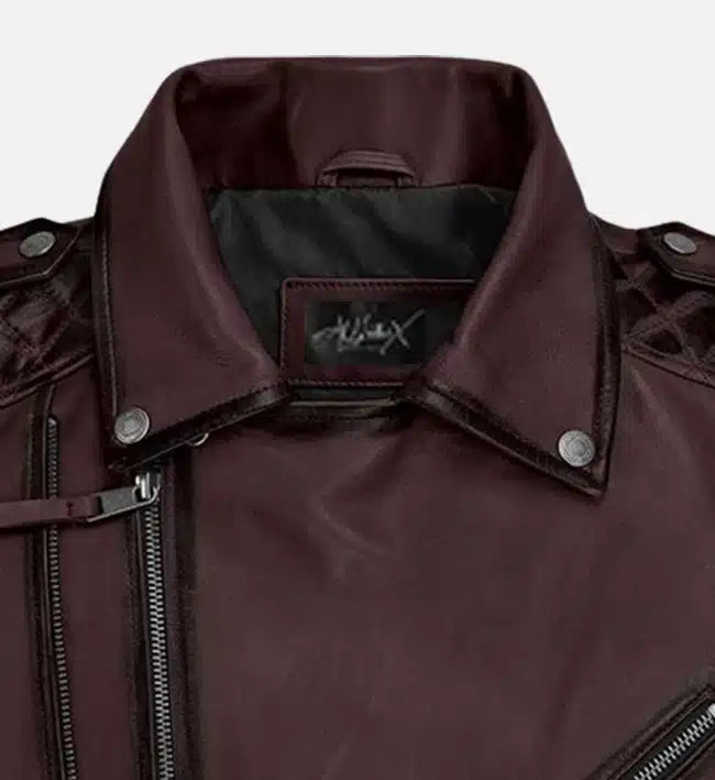 Men's Classic Wine Biker Leather Jacket