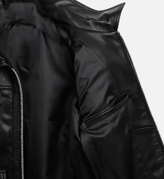 Men's Zip-Up Black Biker Leather Jacket