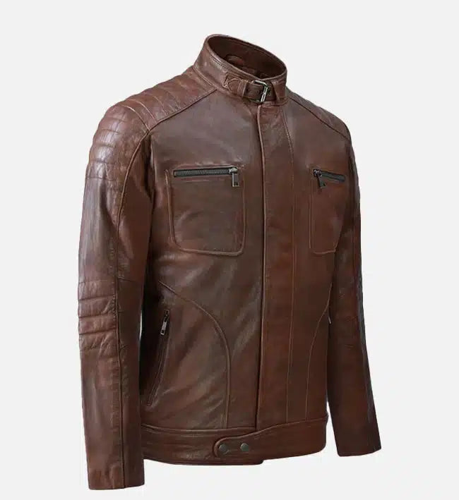 Men's Moto Spanish Brown Biker Leather Jacket