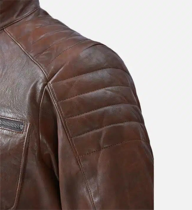 Men's Moto Spanish Brown Biker Leather Jacket