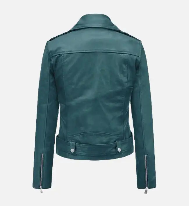 Prussian Blue Washed Wax Leather Jacket