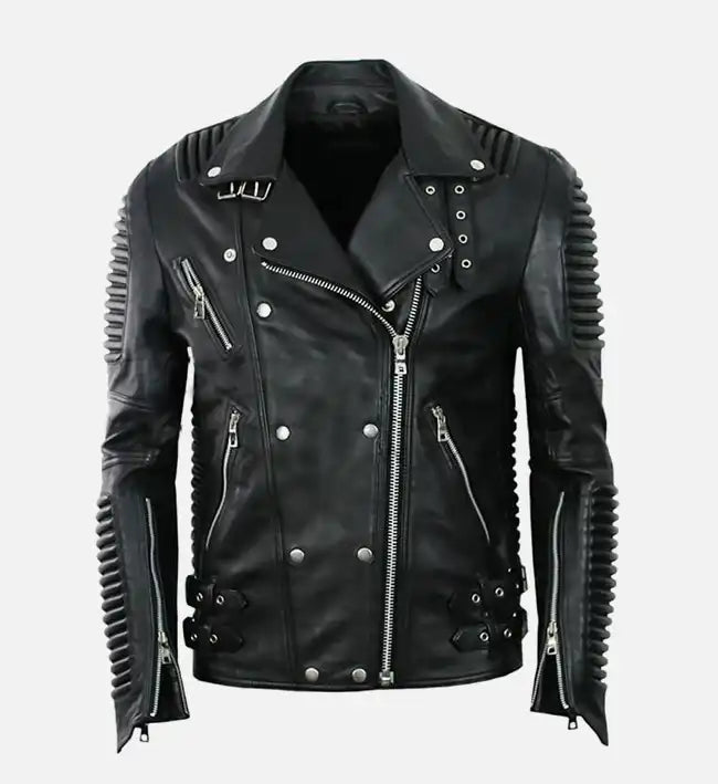 Burberry Quilted Black Leather Biker Jacket