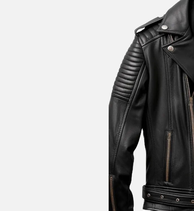 Men's Real Leather Black Biker Jacket