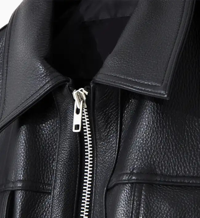 Men's Retro Zip-Up Side Zipper Leather Jacket