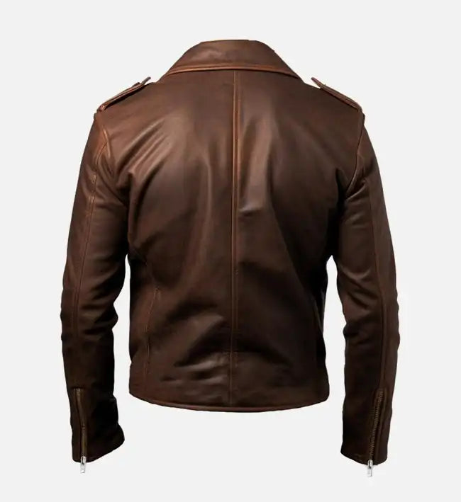 Men's Slimfit Rider Brown Leather Jacket