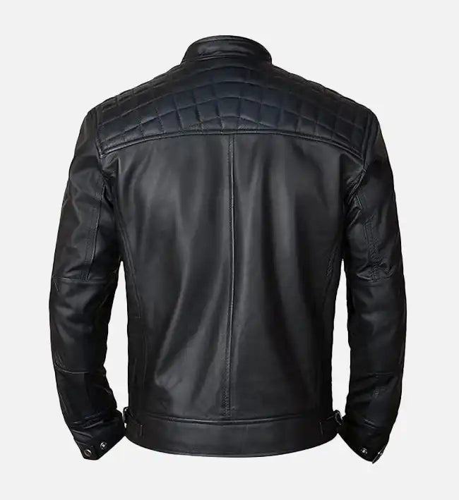 Men’s Timber Style Padded Shoulder Black Leather Jacket