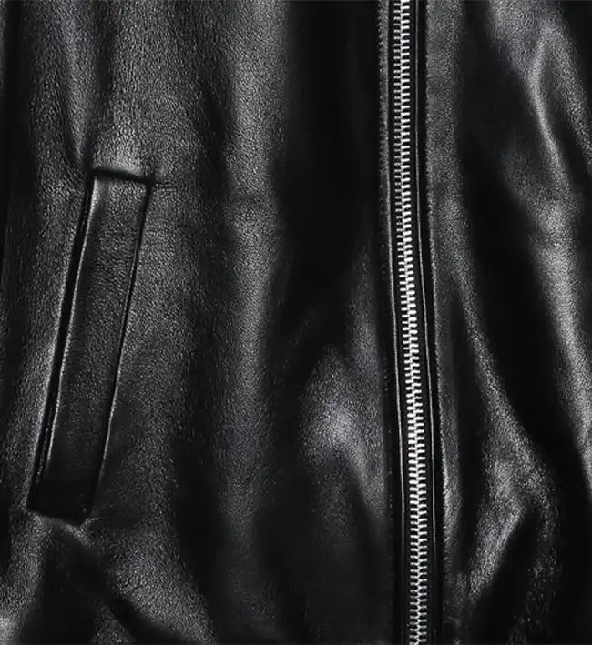 Women's Minimal Black Leather Jumper Jacket