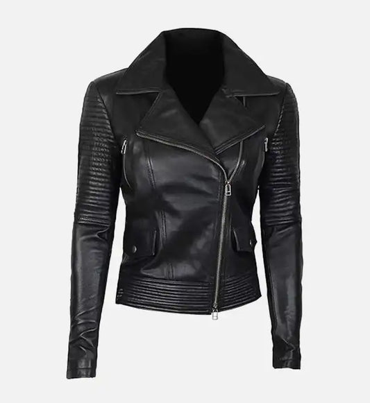 Women’s Asymmetrical Quilted Biker Jacket