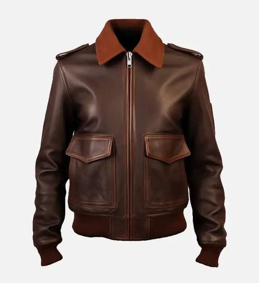 Women’s Aviators Leather Bomber Jacket