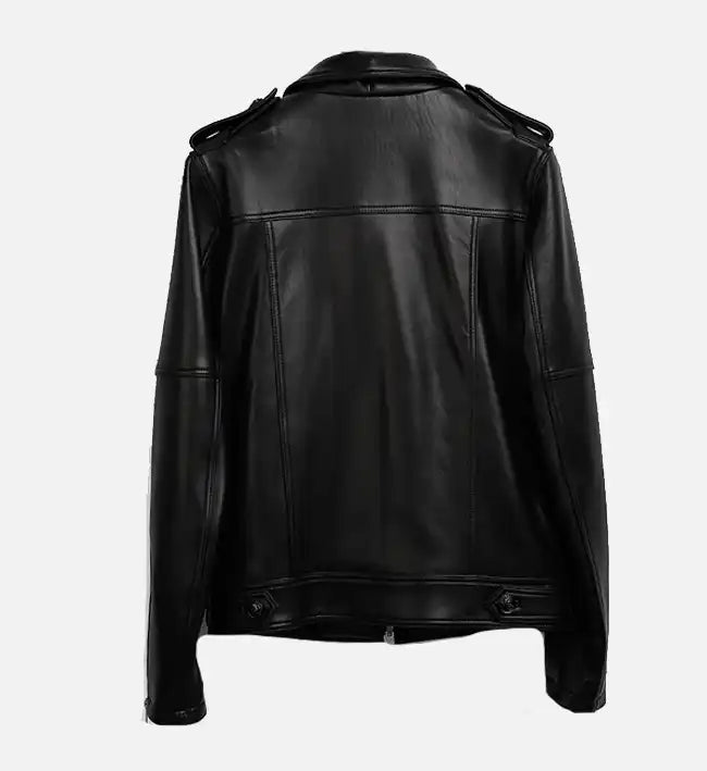 Women's Zip-Up Black Biker Leather Jacket