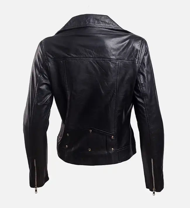 Women’s Black Leather Biker Jacket