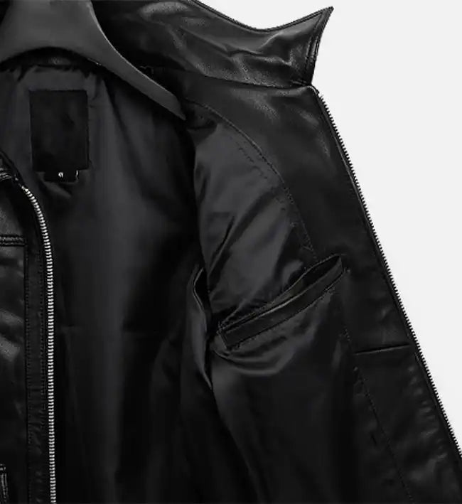 Women's Zip-Up Black Biker Leather Jacket