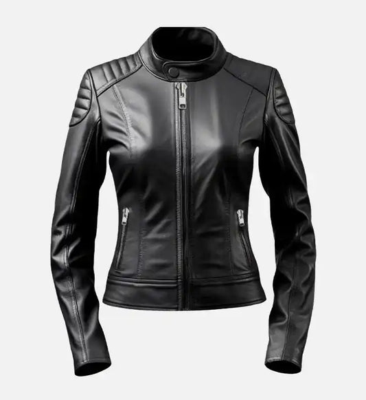 Women’s Black Cafe Racer Jacket