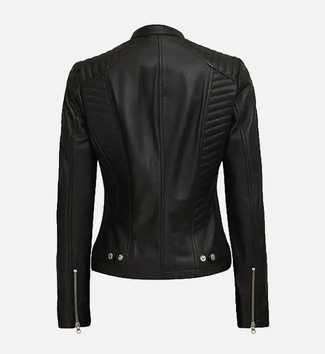 Women's Cafe Racer Black Leather Jacket