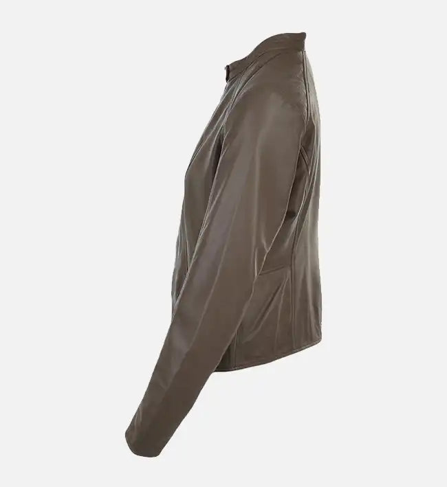 Women’s Simple Moto Chocolate Brown Leather Jacket