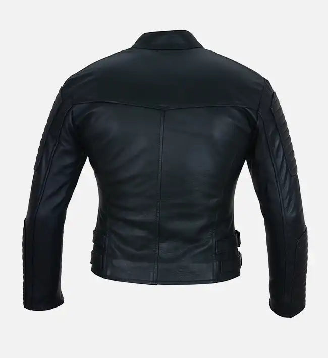 Women's Double Breasted Black Leather Jacket