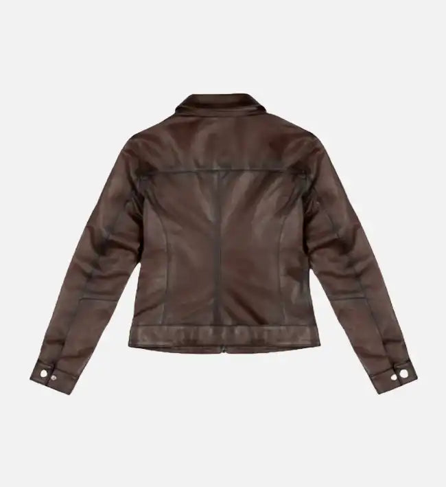 Women's Old English Brown Leather Jacket