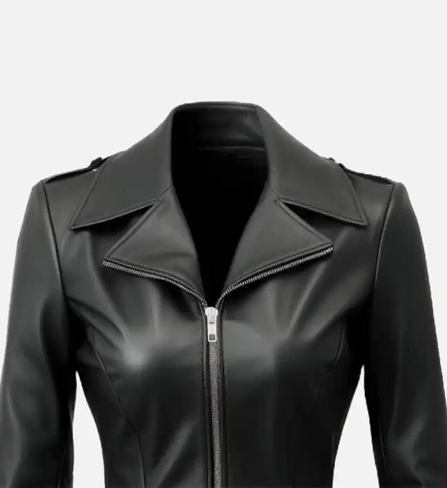 Women’s Black Asymmetrical Leather Jacket