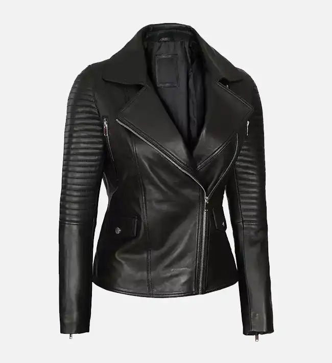 Women’s Asymmetrical Quilted Biker Jacket