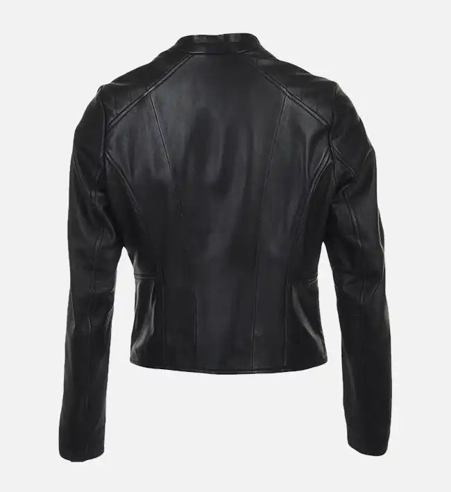 Women’s Simple Moto Black Leather Jacket