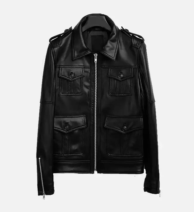 Women's Zip-Up Black Biker Leather Jacket